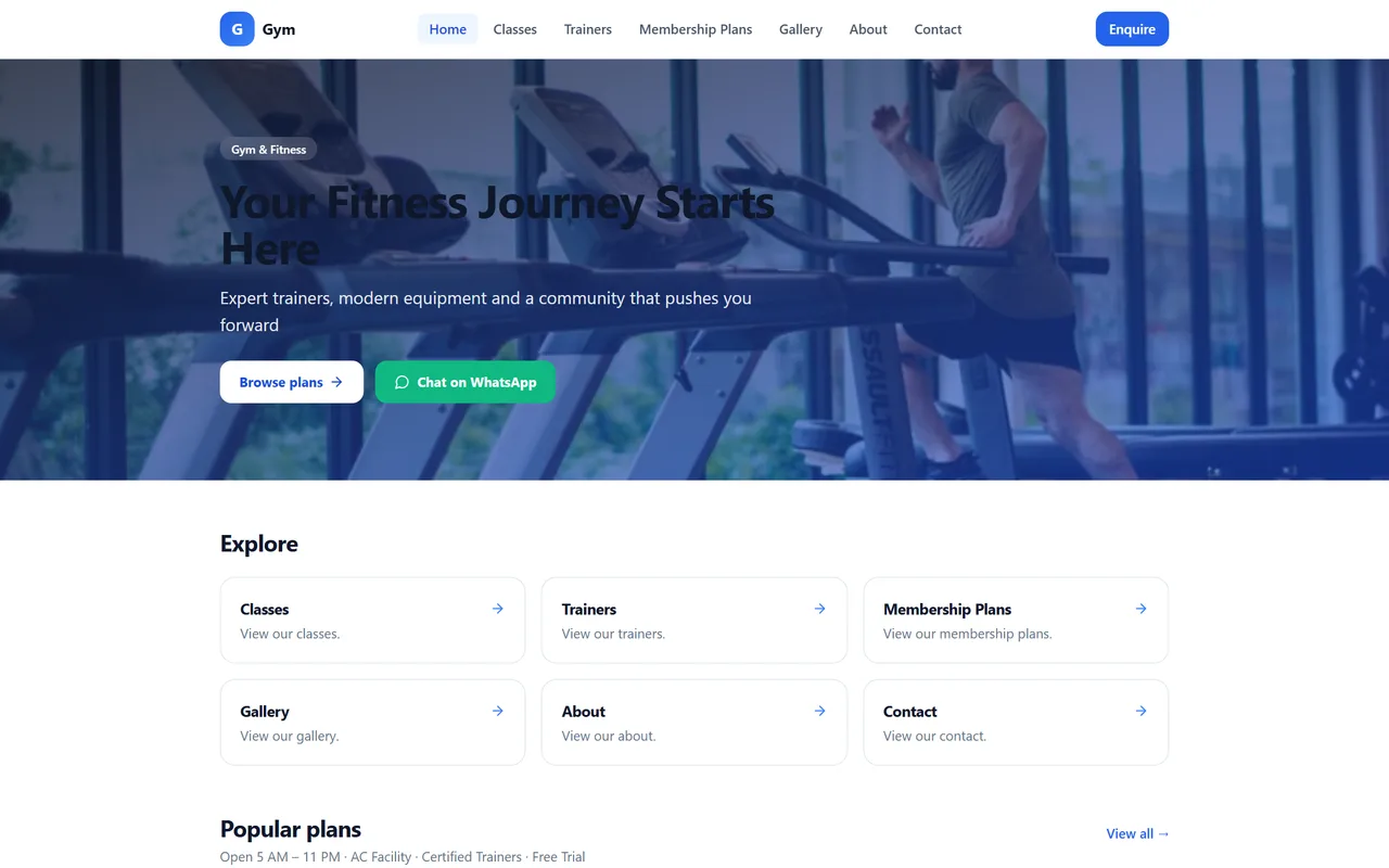 Gym & Fitness demo website built with Get4Domain